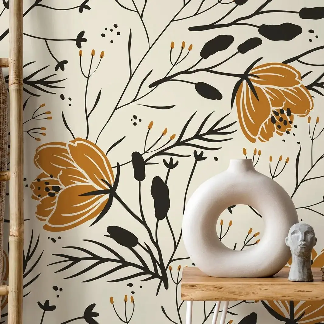 

Обои с цветочным принтом в стиле бохо, съемные обои для домашнего декора, настенное художественное украшение стены, индивидуальный Colr/размер