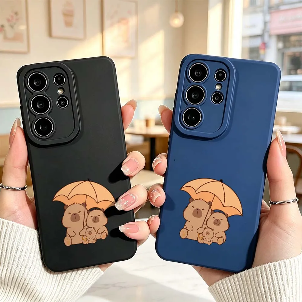 Cute Capybara Family For Samsung Galaxy S26 S25 S24 S23 S22 S21 A55 A54 A35 A15 Ultra FE Plus Phone Case Cover