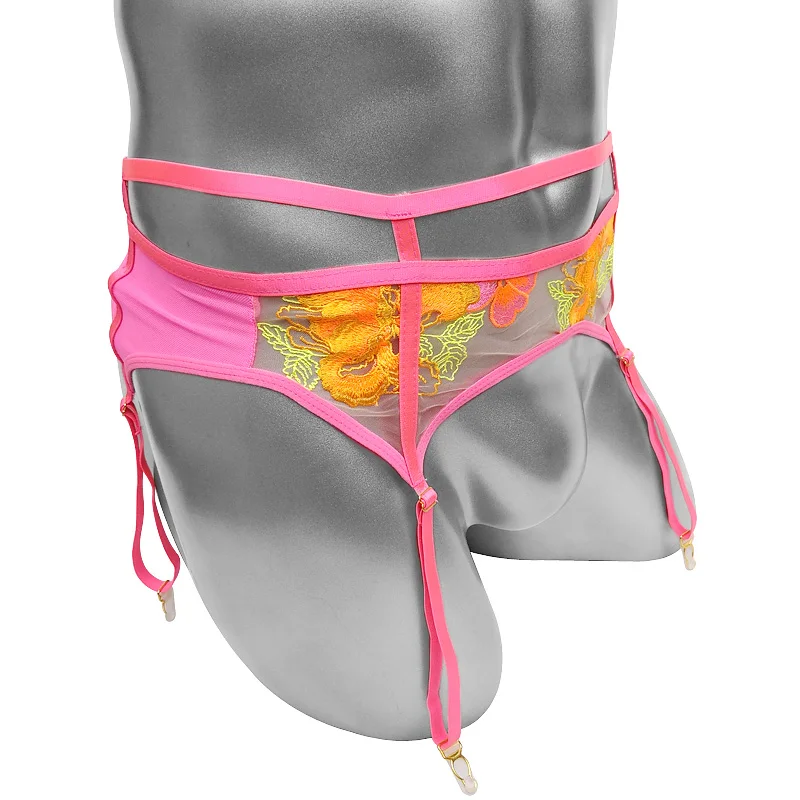 التطريز سيسي رجل الحمالات الرباط أحزمة شبكة انظر من خلال جوفاء مثير الملابس الداخلية الملابس الداخلية كروسدرسر سراويل كلوبوير #2