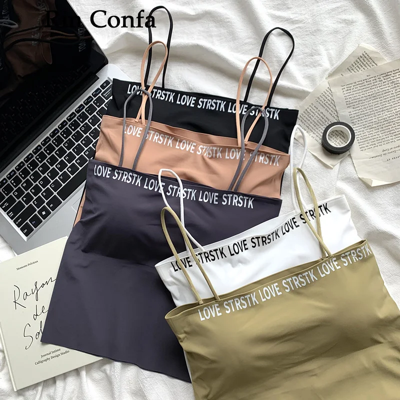 

Rin Confa Summer New Fashion Knitting Crop Tops Boat Neck Letter Printing All-Match Y2K Vest Slim Thin Sleeveless Tops Women