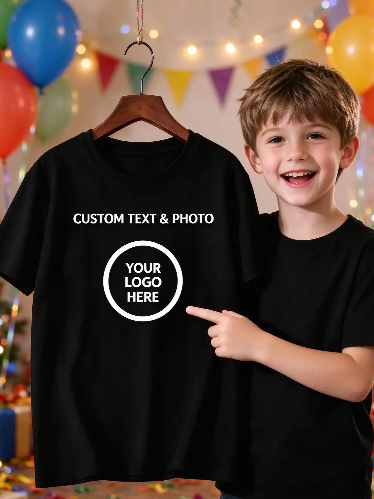 Custom Kids T‑Shirt, Add Your Own Text Photo Logo, Personalized Print Short Sleeve Tee for Boys Girls Casual Customized Gifts