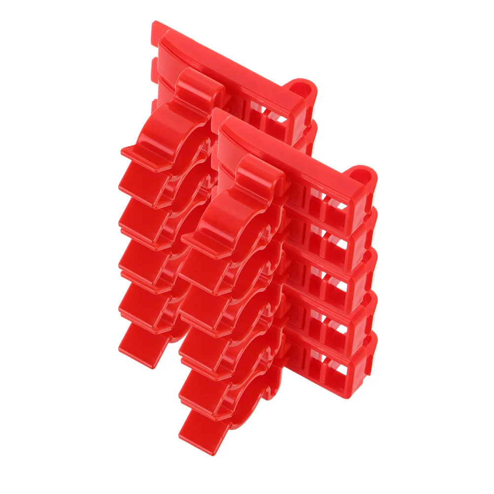 

10 pcs Pegboard Hooks Red Plastic Storage Hangers WallMounted Tool Holders Durable Construction Efficient Organization Versatile