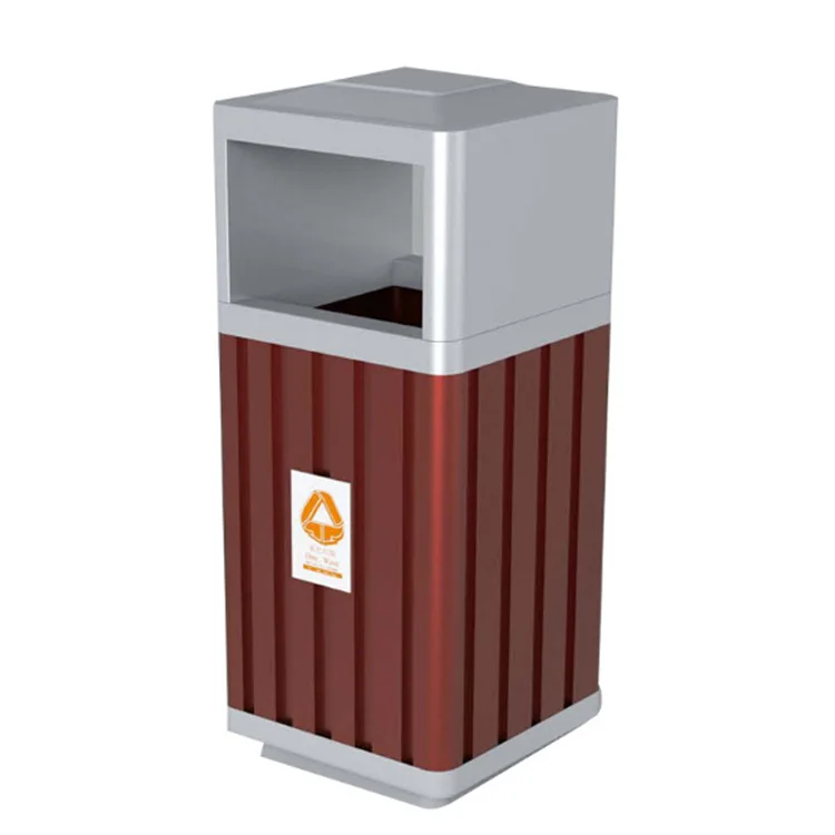 

outdoor trash and recycling bin public galvanized steel+wood single garbage bin strong trash can for the street