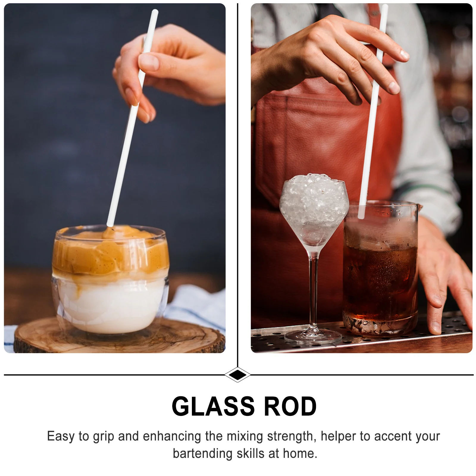 

6Pcs Heat Resistant Glass Stirring Rods Easy Grip Mixing Stick for Cocktail Whiskey Martini Bar Tools Lab Experiment Use
