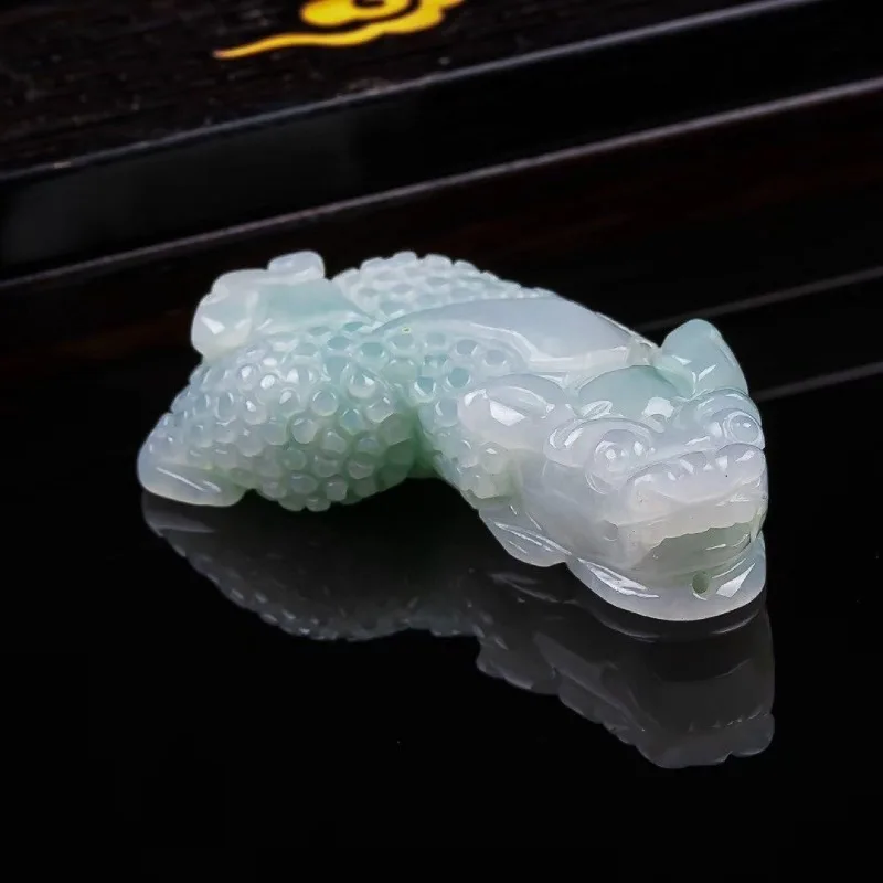 Real Jade Natural Emerald Pixiu Glutinous Plant Pendant Necklace Carved Charm Jadeite Jewelry Fashion Charm Amulet Gifts - view 2