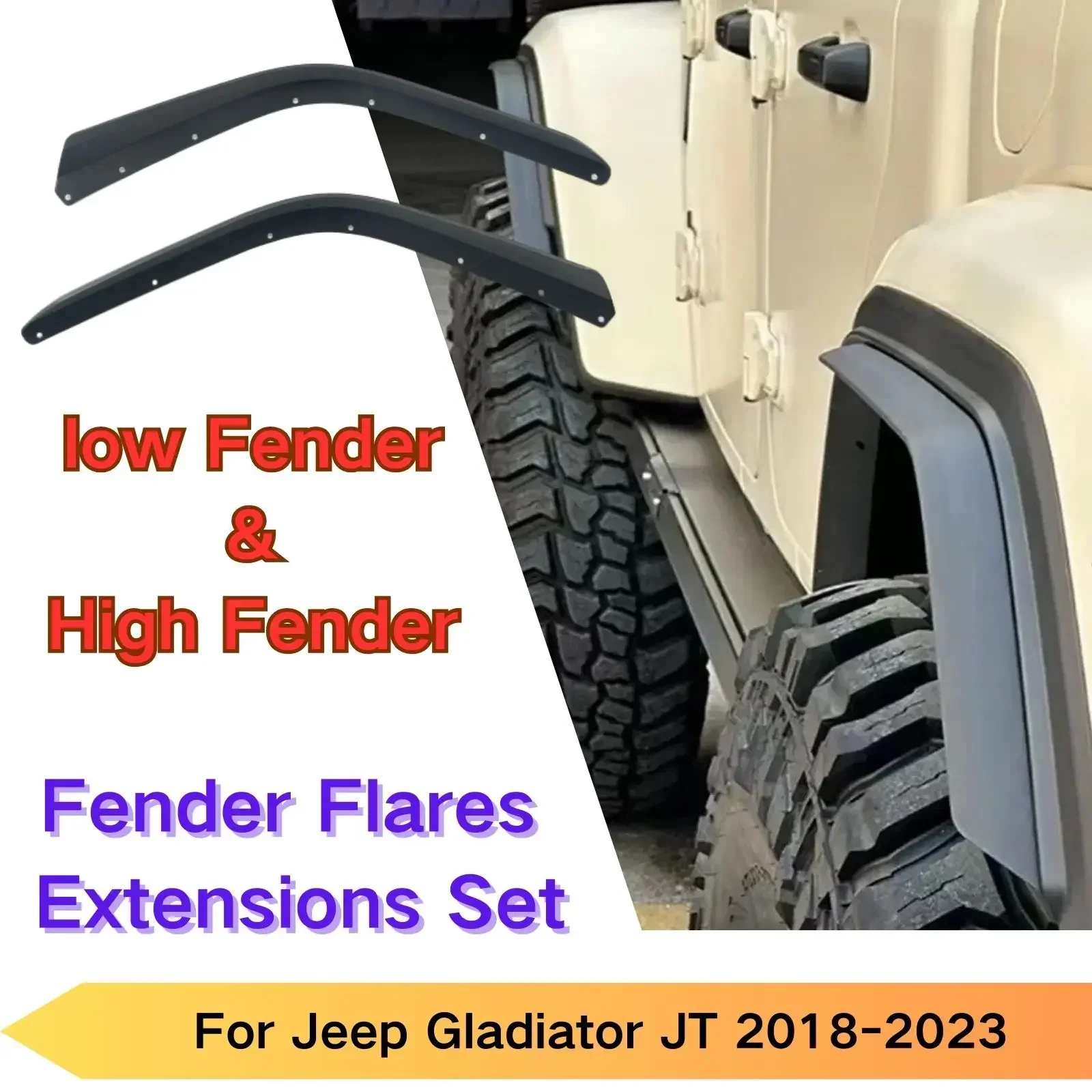 Front Rear Car Wheel Low Fender Arch Mudguard For Jeep Gladiator JT Mojave Rubicon 2018 2019-2023 Kits Car Accessories High