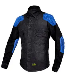 Nuovo abbigliamento in denim da motociclista per uomo e donna casual retro nero giacca da moto camicia attrezzatura di protezione anticaduta