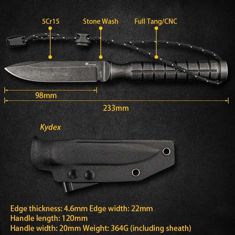 HX zewnątrz kawalerii 5CR15 ostrze 58HRC stal pełna Tang polowe noże myśliwskie armia Survival turystyczny nóż piesze wycieczki narzędzia zewnętrzne