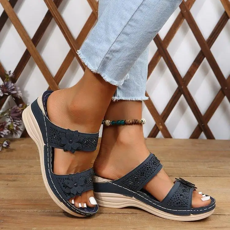 Summer Women Wedge Sandals Premium Orthopedic Open Toe Sandals Vintage Anti-slip Leather Casual Female Retro Shoes