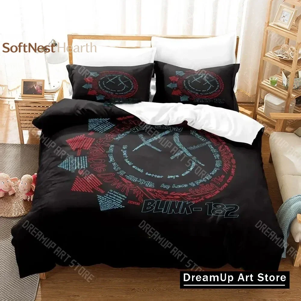 2026 3D Print Fashion Blink-182 BAND LOGO Bedding Set Boys Girls Twin Queen King Size Duvet Cover Pillowcase Bed Boys Adult Bedr