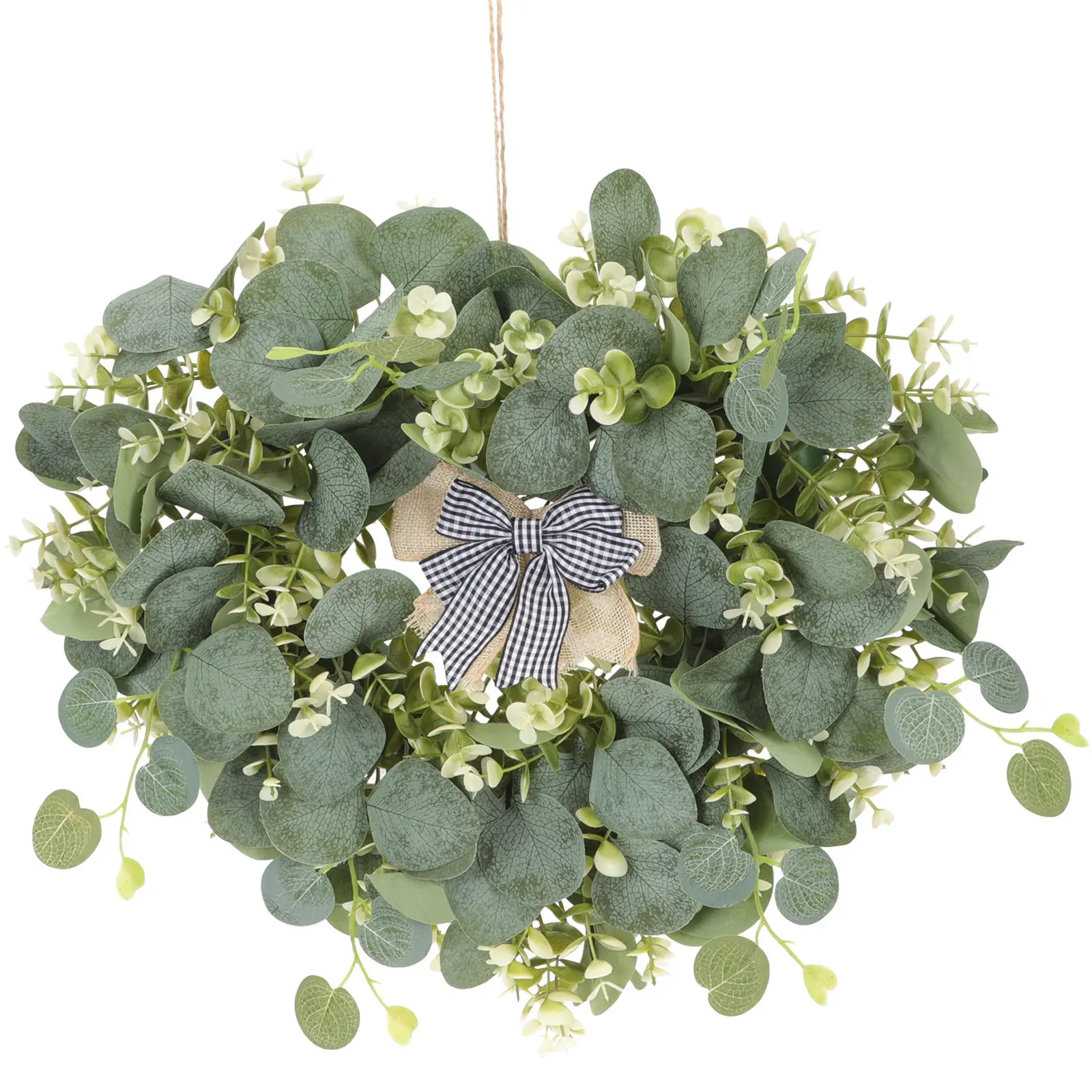 

Premium Artificial Heart-Shaped Flower Wreath Realistic Roses Eucalyptus Leaves Front Door Welcome Decor Spring Wedding