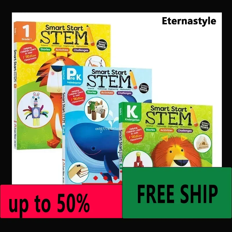 Hot Libro book 3 Books/Set Evan Moor Smart Start STEM English Enlightenment Textbook Workbook Exercise Early Education Full Colo