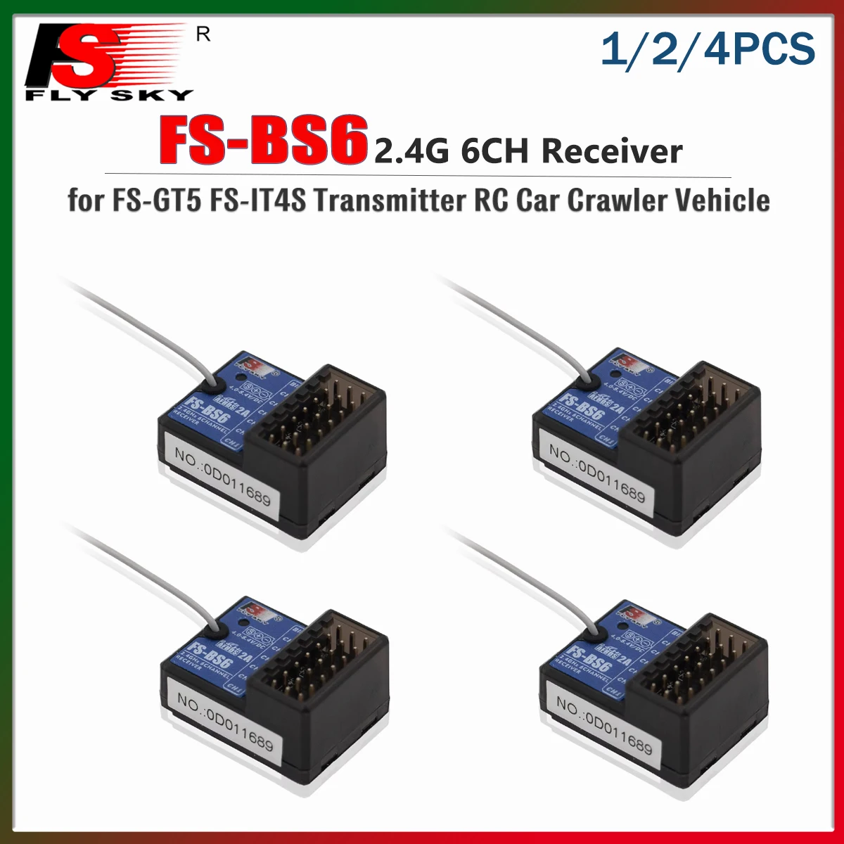 FLYSKY FS-BS6 2.4G 6CH PWM Receiver Radio System for FS-GT5 FS-IT4S Remote Control Transmitter RC Car Crawler Vehicle Model Part