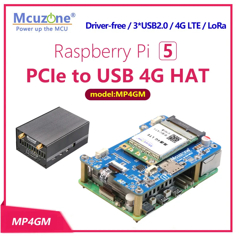 

(model:MP4GM)PCIE to USB 4G LTE miniPCIE for Raspberry Pi 5
