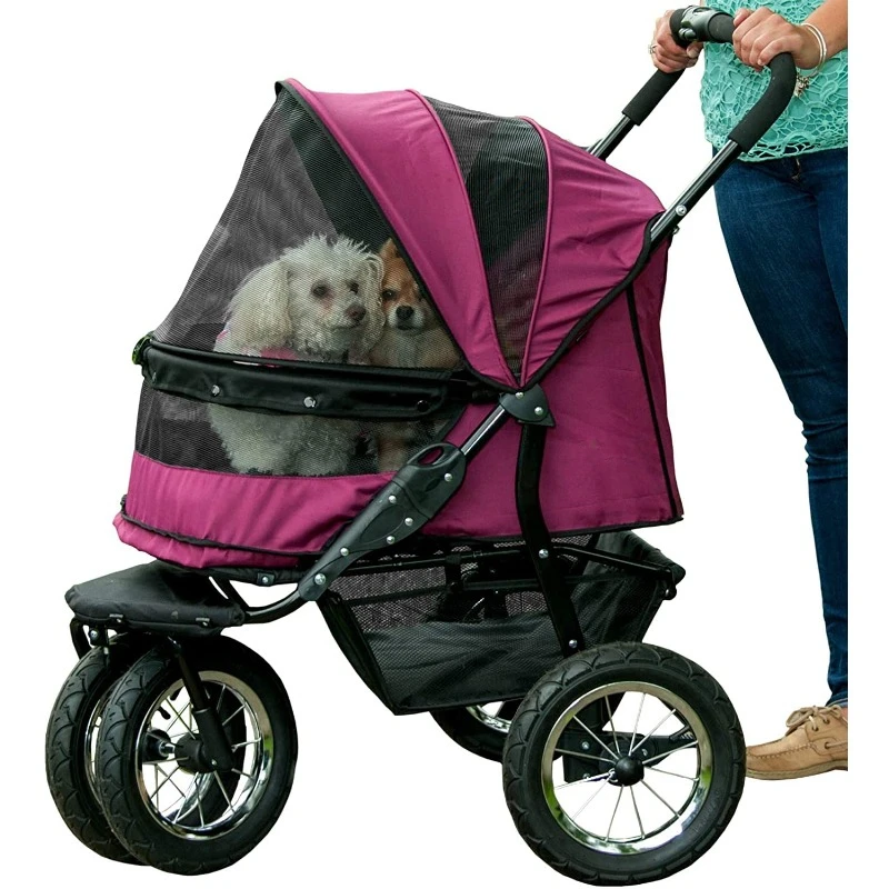 Pet Gear NO-Zip Double Pet Stroller, Zipperless Entry, for Single or Multiple Dogs/Cats, Plush Pad + Weather Cover Included