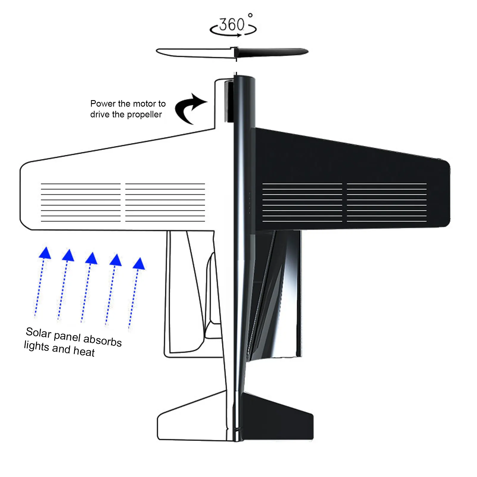 Solar Airplane Rotating Propellers Zinc Alloy Easy Assembly Solar Powered Aircraft For Creative Air Force Collectio Gifts