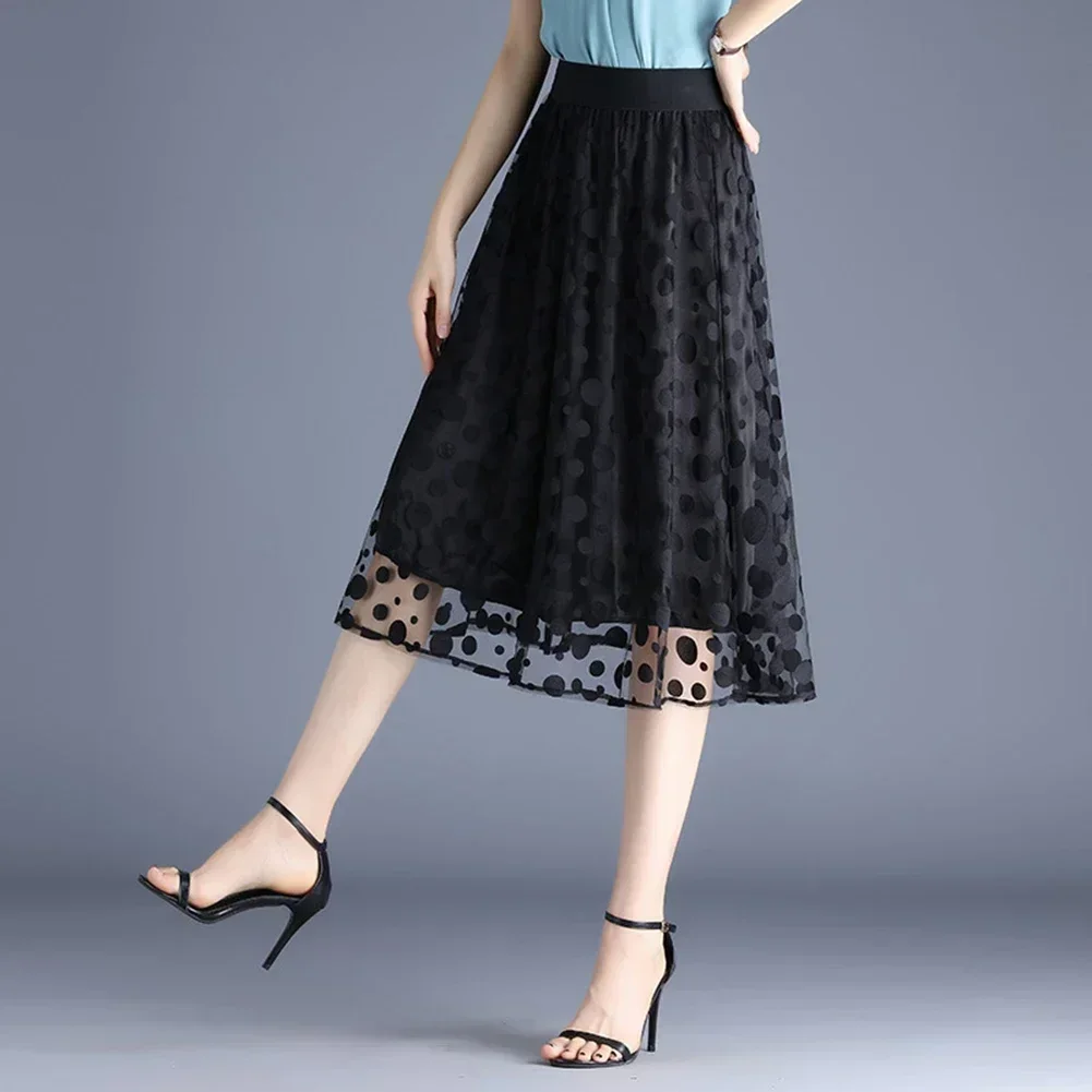 

Double Layer Skirt Polka Dot Mesh Skirt Daily Style Summer Fashion 2XL Casual Vacation Outfit Tulle Leisure Style