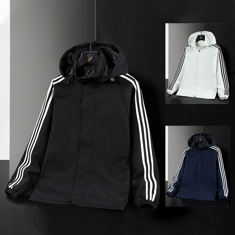 

NEW SIZE Night Reflective Jackets Double Fabric Windbreaker Hooded Jacket Men Hip Hop Dancer Waterproof Zipper Coats Outwear