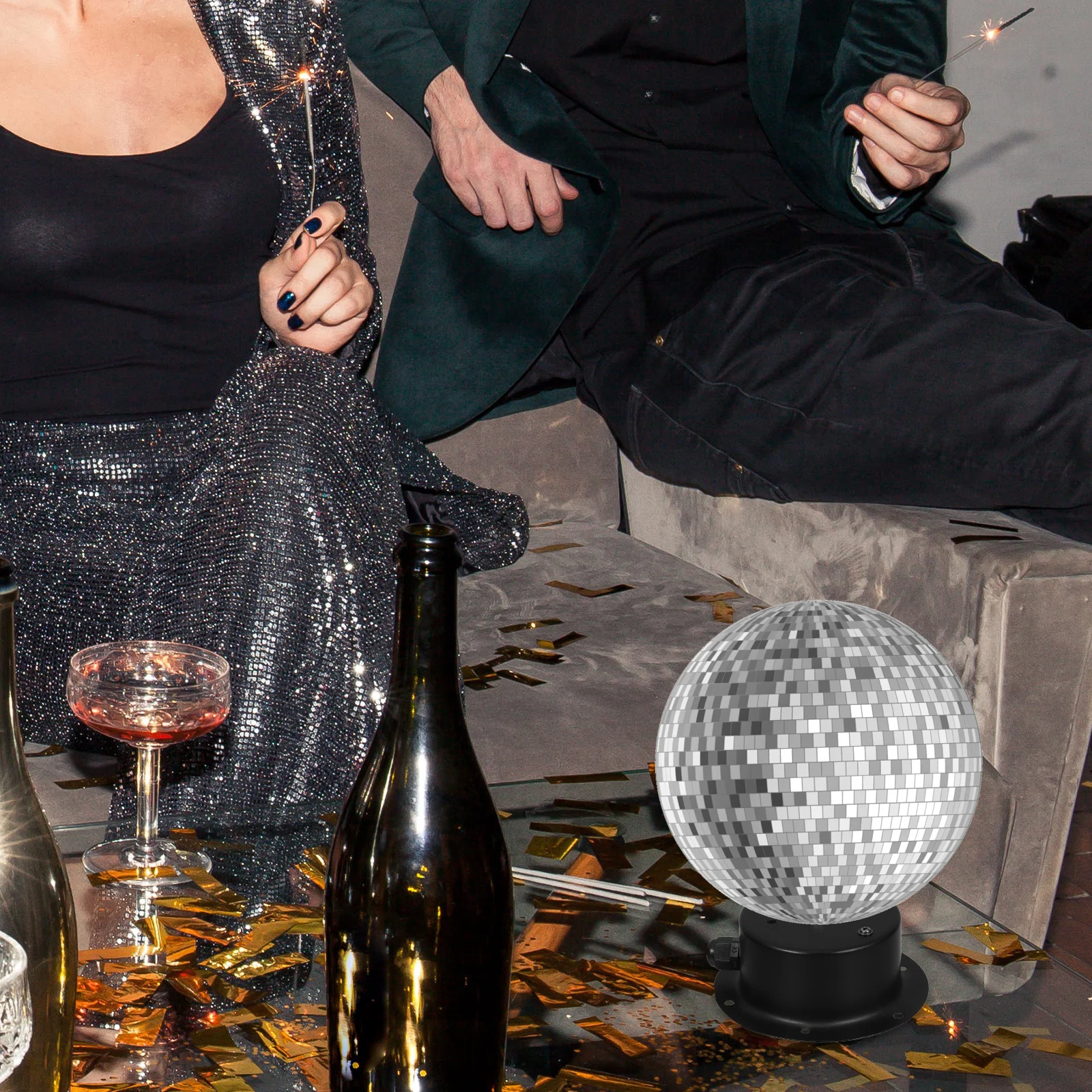 

Mirror Reflective Ball Motor Spinning Disco Electric Copper Props Glass Stage Lighting Effects Adjustable Speed for DIY