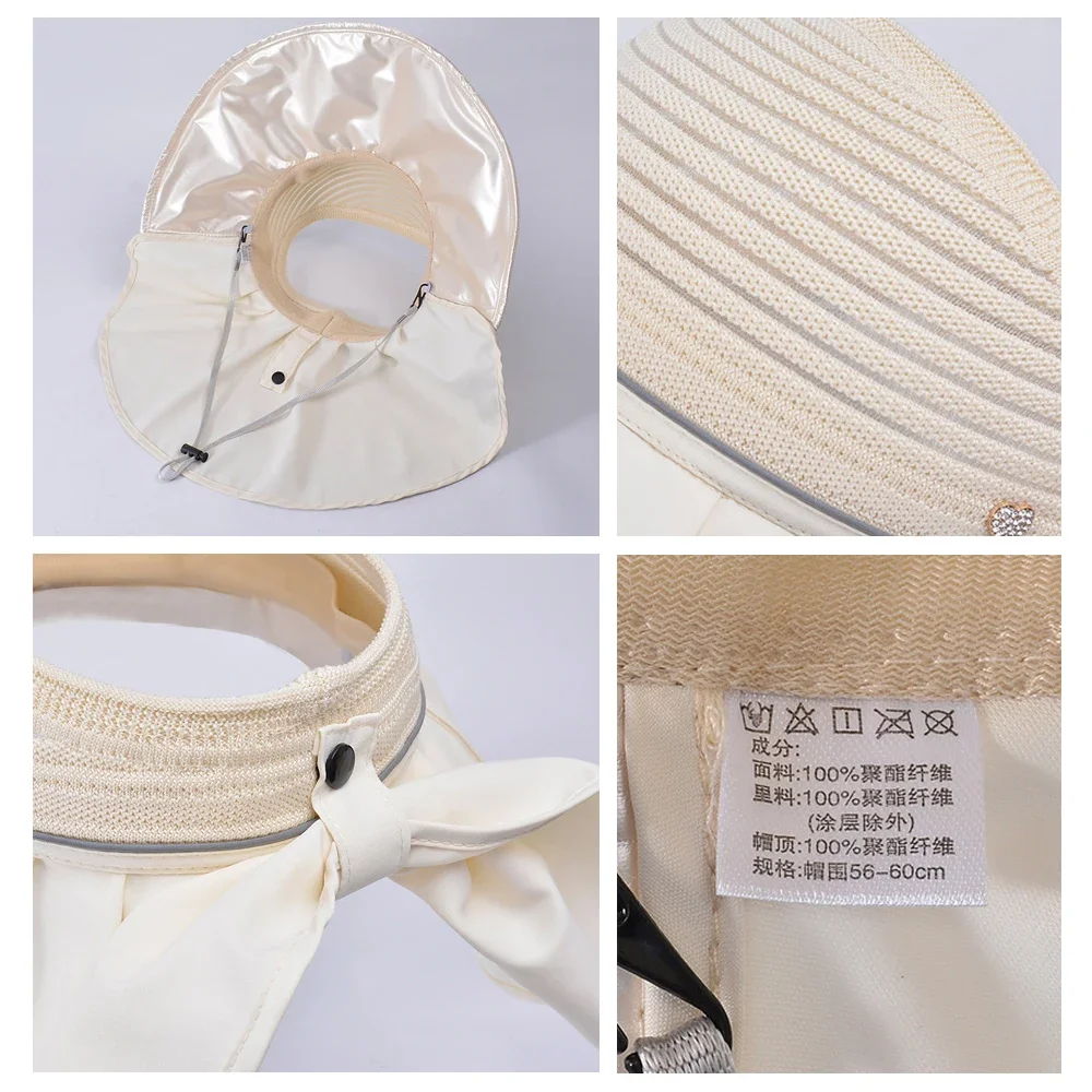 Chapéu de sol de aba larga com aba no pescoço para homens e mulheres ajustável ao ar livre 50 + proteção UPF boné safari caminhadas chapéu de pesca