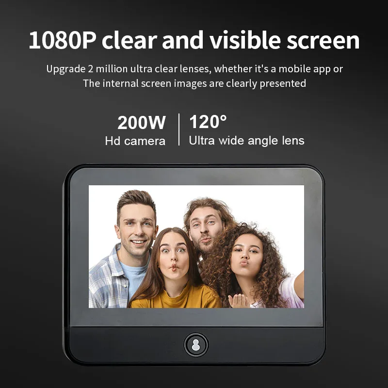 Tuya APP recordatorio de visitante, protección de seguridad ojo de gato inteligente, monitoreo de puerta, videoportero, sistema de voz, WiFi inalámbrico, cámara HD