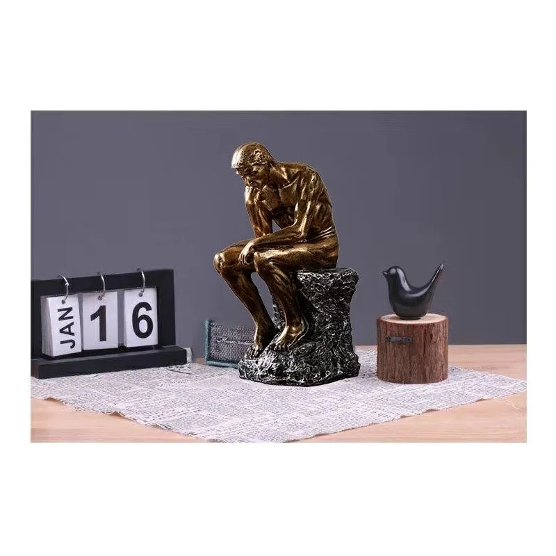 26cm Thinker Statues Creative People Sculptures Resin Home Decoration Office Desktop Bookshelf Desk Ornaments Modern Art Crafts