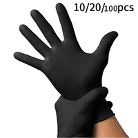 10/20/100 Pcs Disposable Black Nitrile Gloves For Household Cleaning Work Safety Tools  Gardening Gloves  Kitchen Cooking Tatto