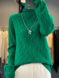 Autumn Winter Women Sweater 100% Merino Wool Long Sleeves Turtle Neck Casual Warm Cashmere Knitted Jumper Female Clothing Tops