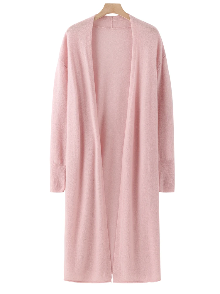 100% Pure Cashmere Long Cardigan Women Open Front Topper Cashmere Duster Knit Sweater Elegant Oversized Layering Piece One Size