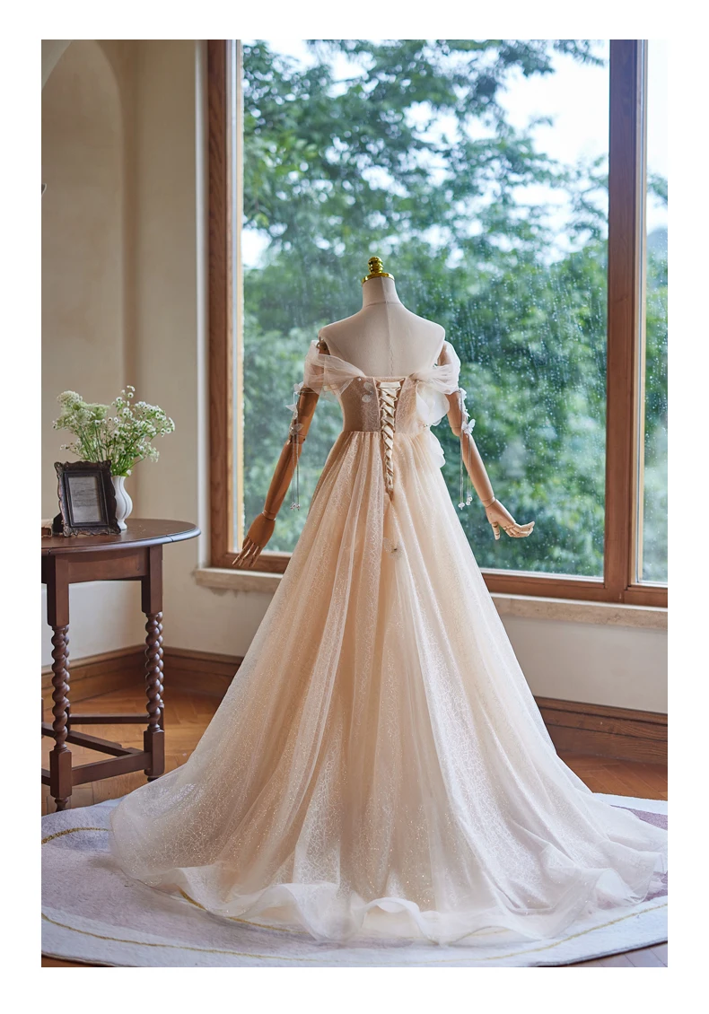 champagne beading  theme white ball gown medieval dress Renaissance Gown queen dress Victoria Belle ball