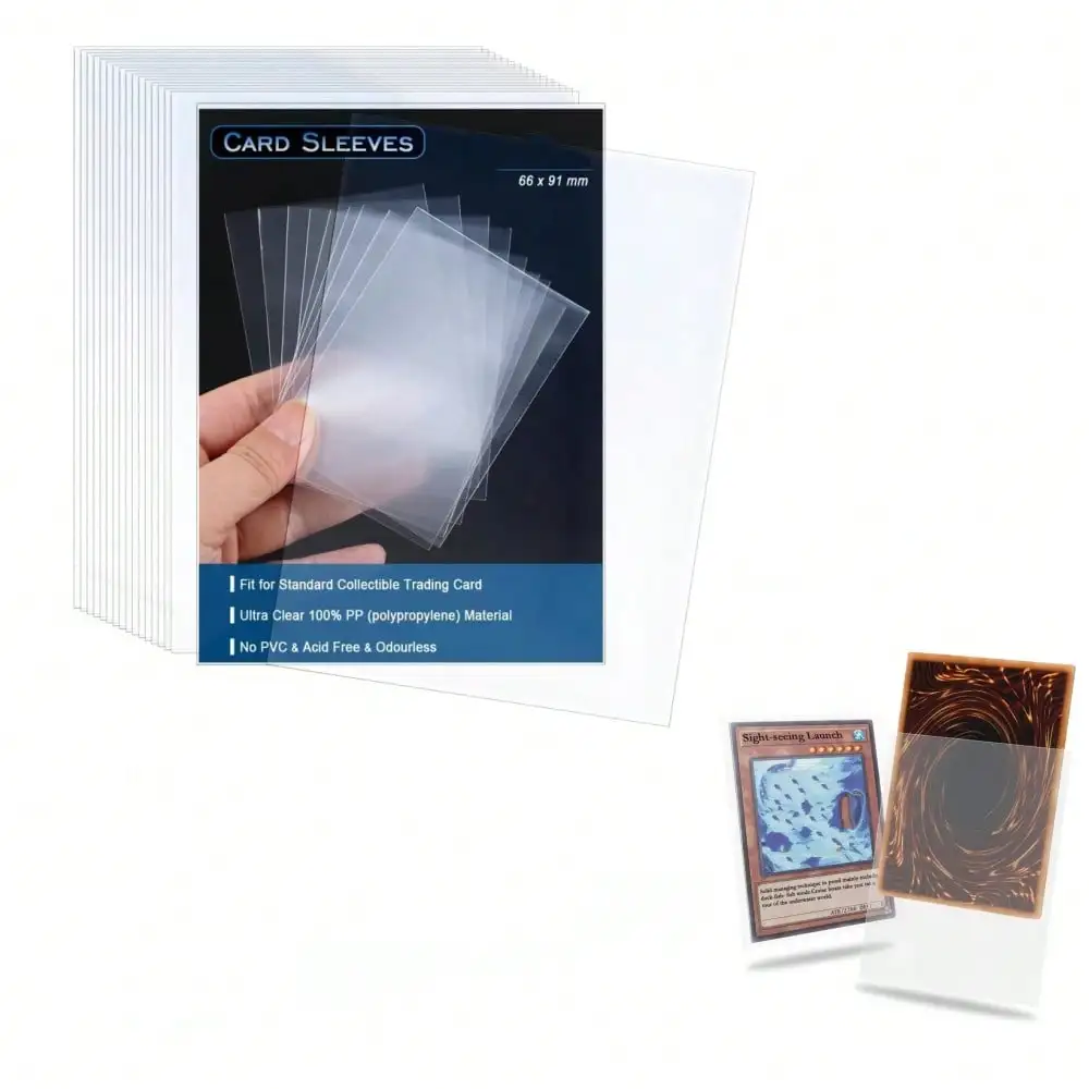 Collectible Card Protector Sleeves, 100 PCS 69x95mm Ultra Clear Soft Covers for TCG Sports Cards and Hobbyists, Game Card Pockets with Scratch Defense for Albums Storage Trading Gifts, 2.72x3.74in US Collector Supplies