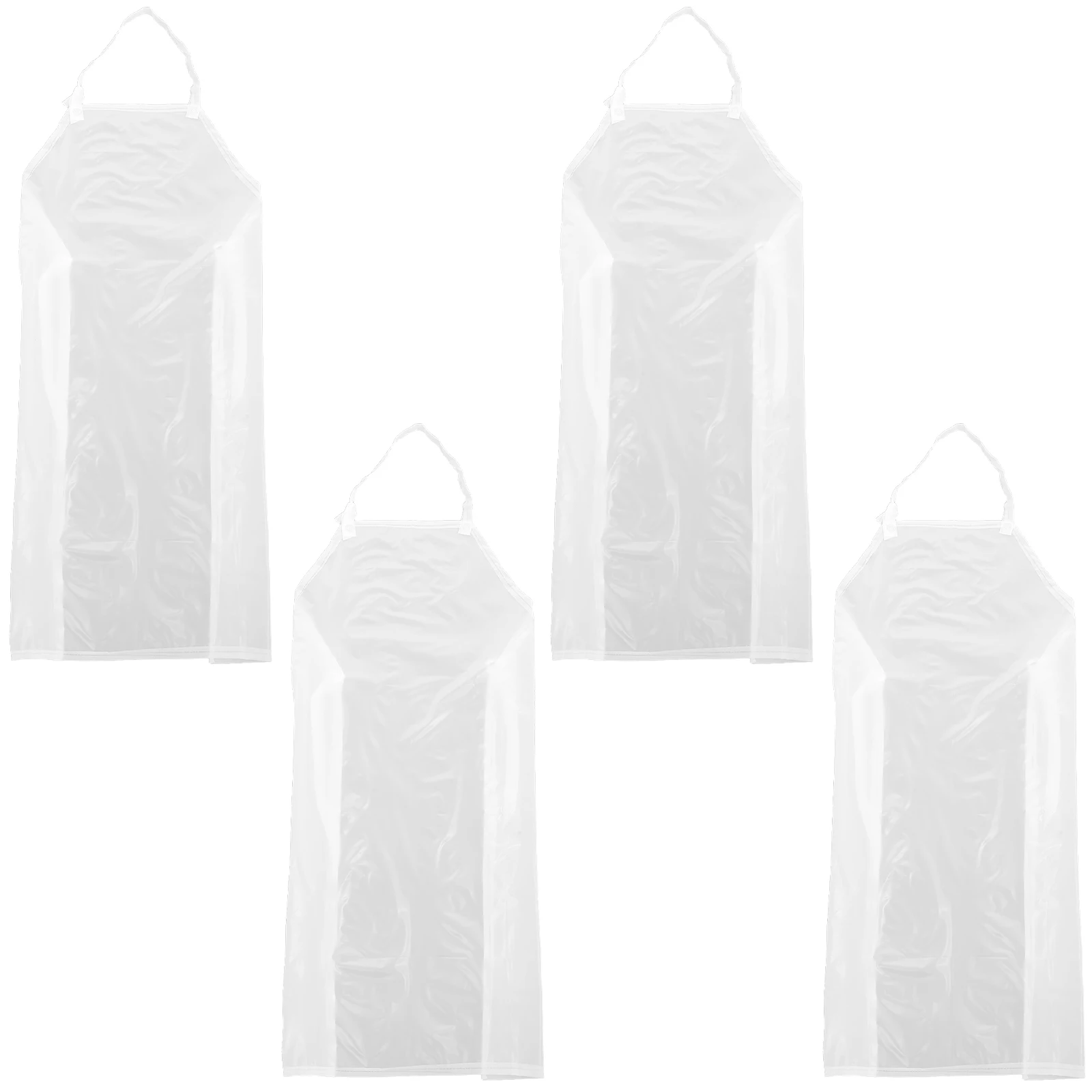 

4pcs Waterproof Aprons For Kitchen Cooking Oil-Proof Water Resistant Reusable Adjustable Pvc Bib Apron Lightweight For Women Men