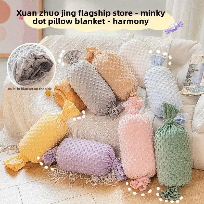 

Плед-подушка Candy Color Bean Fluffy: универсальное одеяло для офиса и сна, покрывало для кондиционера, мягкий коралловый флис, теплое, для всех сезонов.