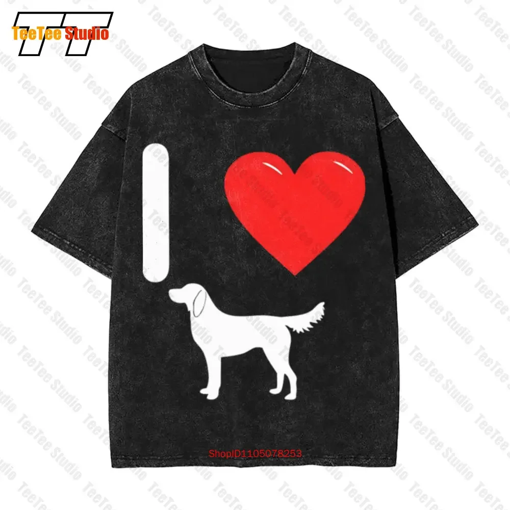 I Love Flat Coated Retriever Silhouette Vintage Oversized T-Shirt 0XL9