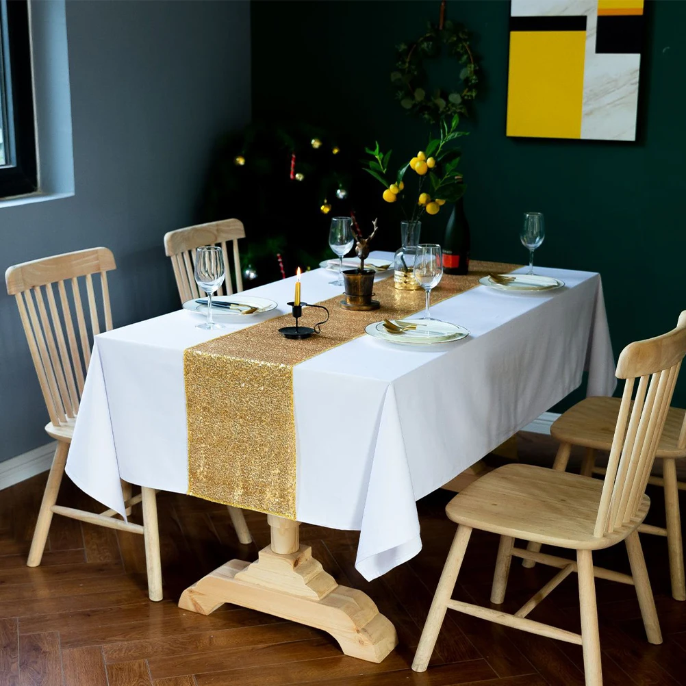 

Table Cloth Sequin Runner Pretty Tablecloth Stylish Chic Iridescent Golden Household Runners