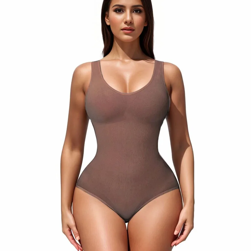 Macacão Shapewear Controle De Barriga, Bodysuit Virilha Aberta, Shaper Do Corpo De Compressão De Barriga Diária