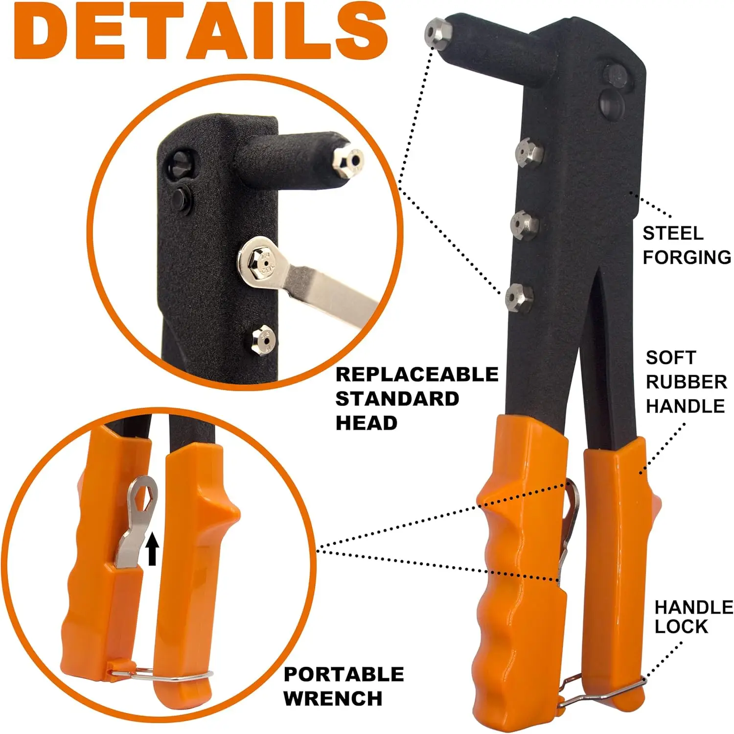 مجموعة متنوعة من المسامير العمياء مكونة من 225 قطعة مع أداة مسدس برشام يدوية شديدة التحمل، ومسامير 6 أحجام