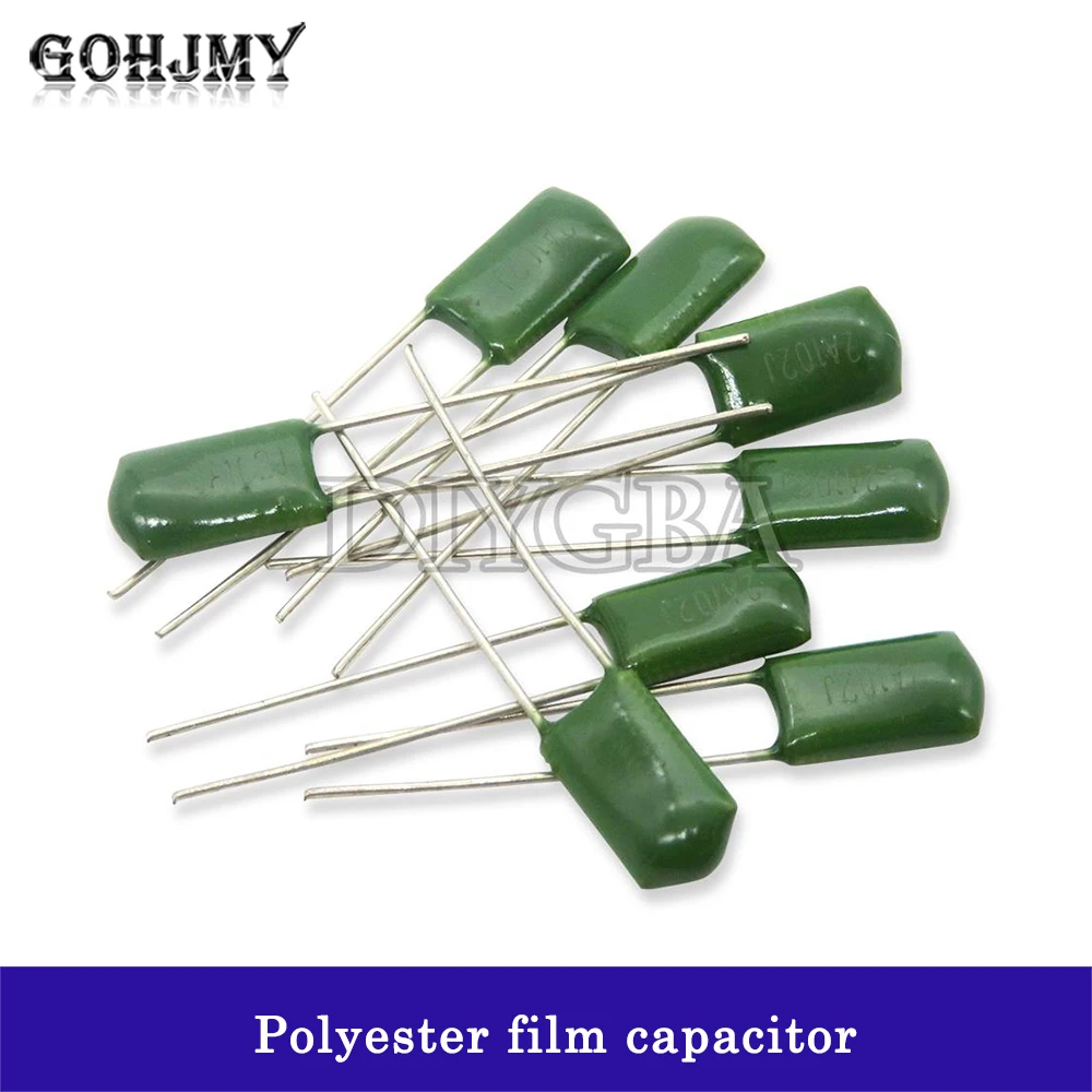 50PCS Polyester film capacitor 1nF 1.5nF 2.2nF 100nF 2A102J 2A103J 2A104J 2A472J 2A473J 2J473J