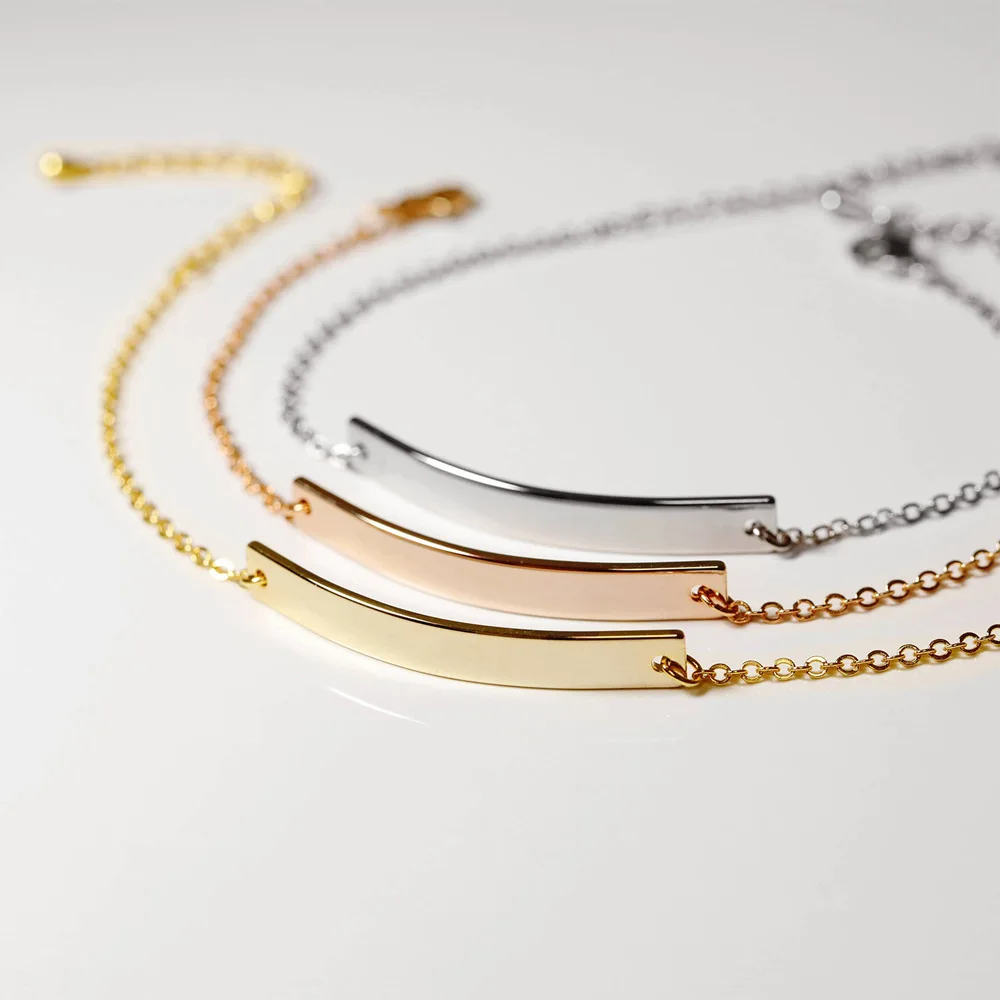 

50pcs Elegant Personalized ID Bar Bracelets for Women 4mm Thin Stainless Steel Link Chain Quotes BFF Bracelet Gift Jewelry