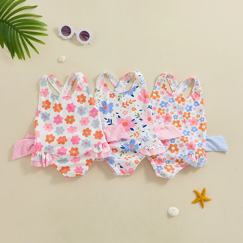 

Tregren 1-6Years Kids Girls Swimsuit Summer Backless Bows Flower Print Cute Swimwear Summer Toddler Infant Beach Bathing Suit