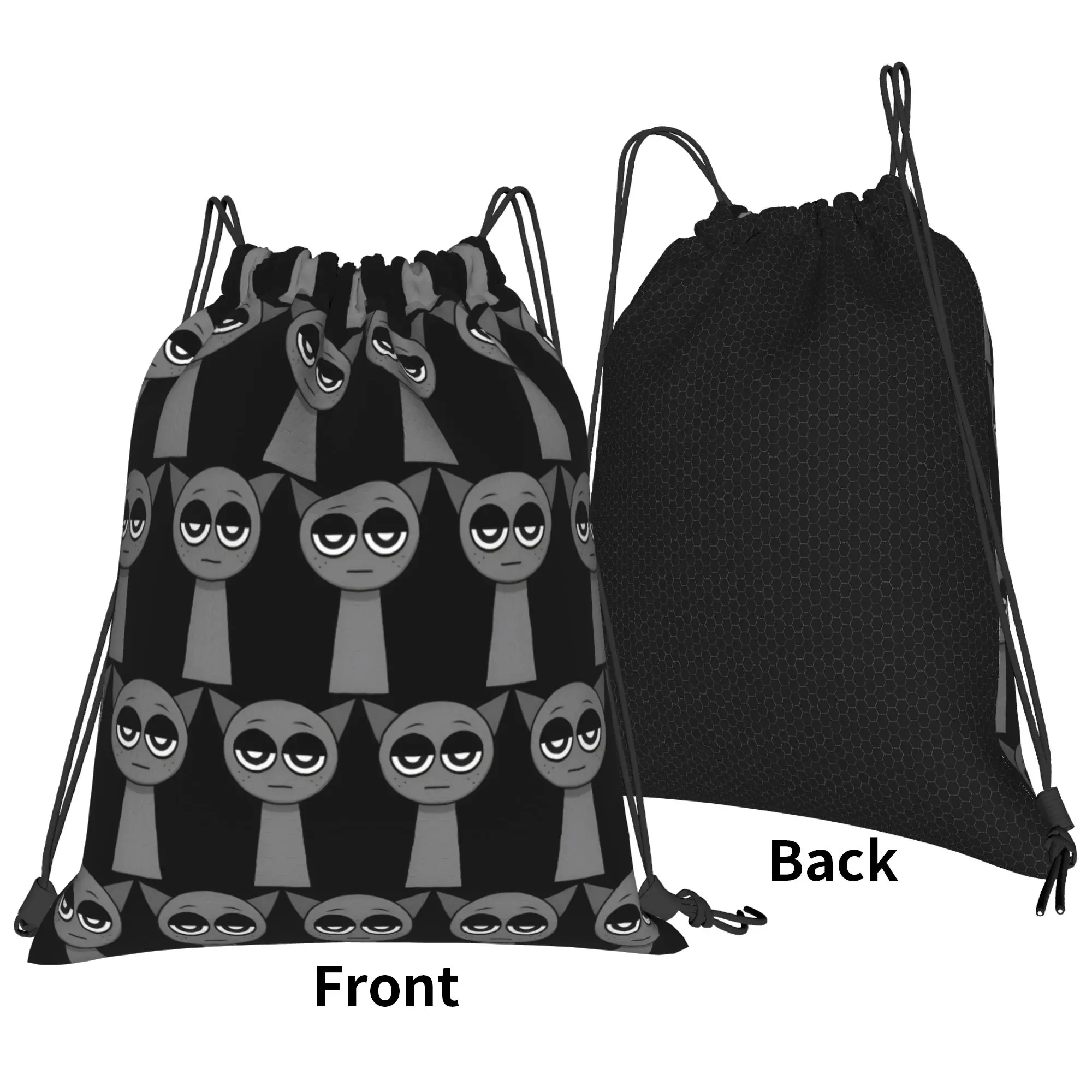 Gray Sprunki Drawstring Backpack Sports Gym Bag Water Resistant Cartoon Game String Sackpack for Hiking 36cm (W) x 43cm (H)
