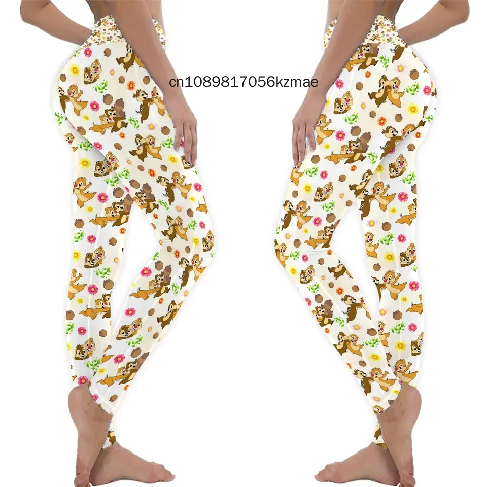 Disney Chip 'n Dale Theme Park Inspired Leggings Pants Sexy Cartoon Print Harajuku Leggings Women Casual Sports Skinny Pants