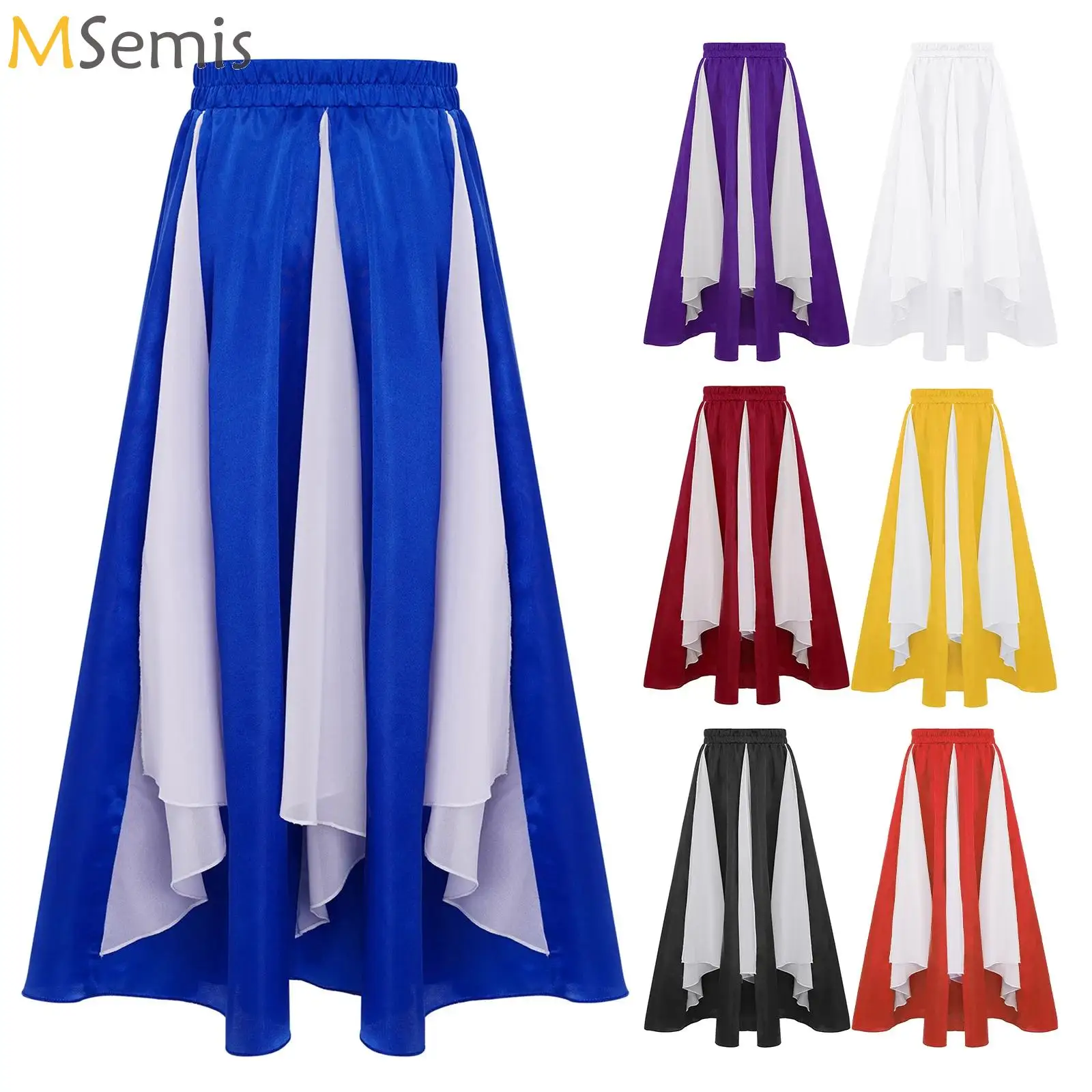 

Spanish Flamenco Bullfight Ballroom Dance Skirts For Kids Girls Modern Dance Skirt Wide Hemline Chiffon Skirts For Worship Stage