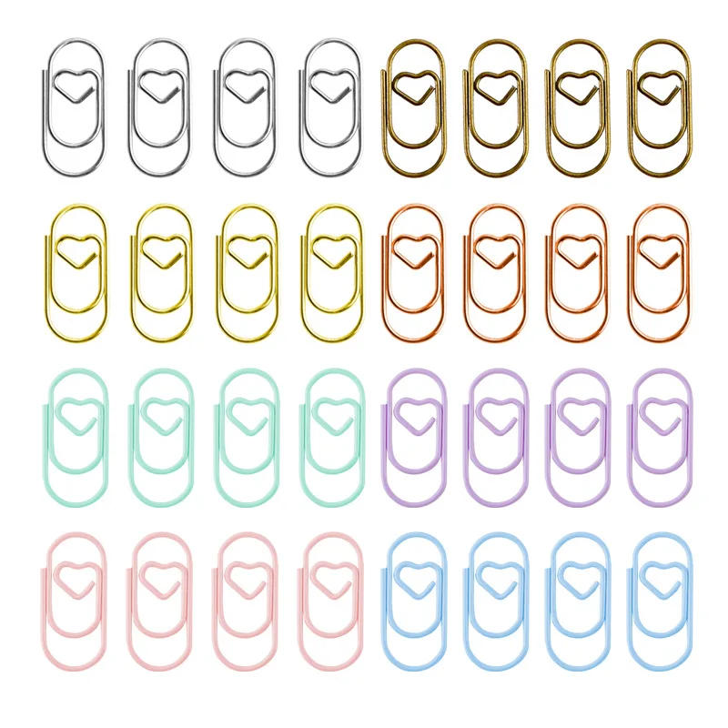 

Mini Love Heart Shape Paper Clips Metal Elegant Soft Color Heart-shaped Paper Clip Metal Creative Paperclips Study Accessories
