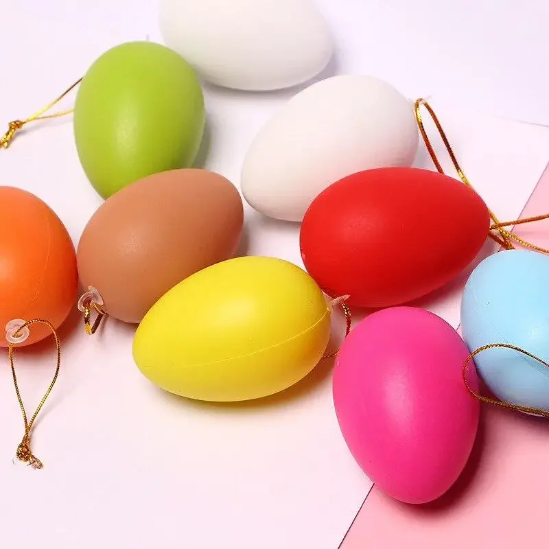 6PCS Children Painting Egg Toy With Rope Gifts Plastic Hanging Easter Arts Crafts DIY Toys Fun Funny Gadgets Kid Birthday Gift
