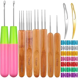 31Pc Braids Crochet Needle Locking Tool Set, Dreadlocks Needles Hair Bent Interlocking Tools with Dreadlocks Hair Ring