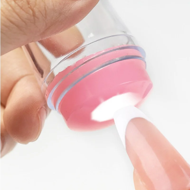 프랑스 팁 네일 스탬프 네일 아트 키트, 투명 실리콘 네일 긴 짧은 젤리 스탬퍼 스크래치 스탬퍼 키트, 프랑스 매니큐어 홈, 4 개