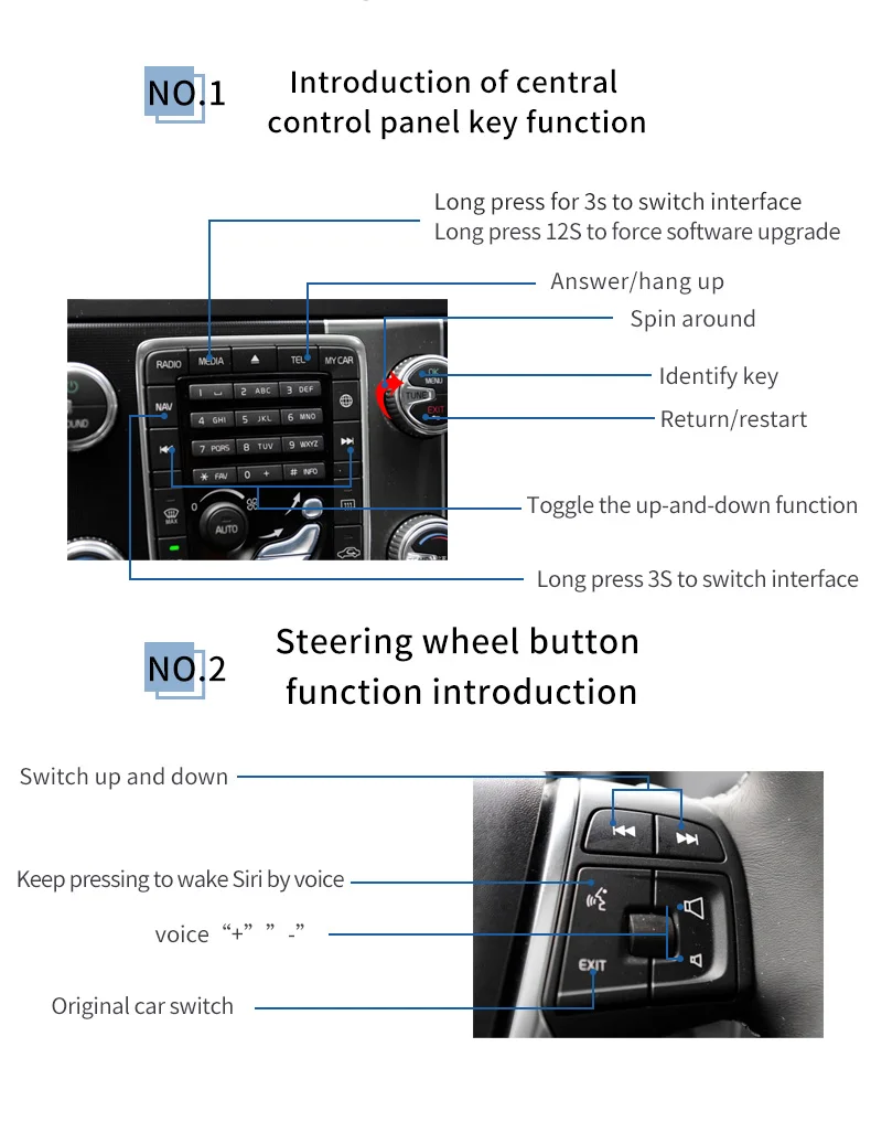 Wireless CarPlay Android Auto for Volvo XC60 S60 V40 V60 Car Module Box Multimedia AirPlay Video Interface Decoder