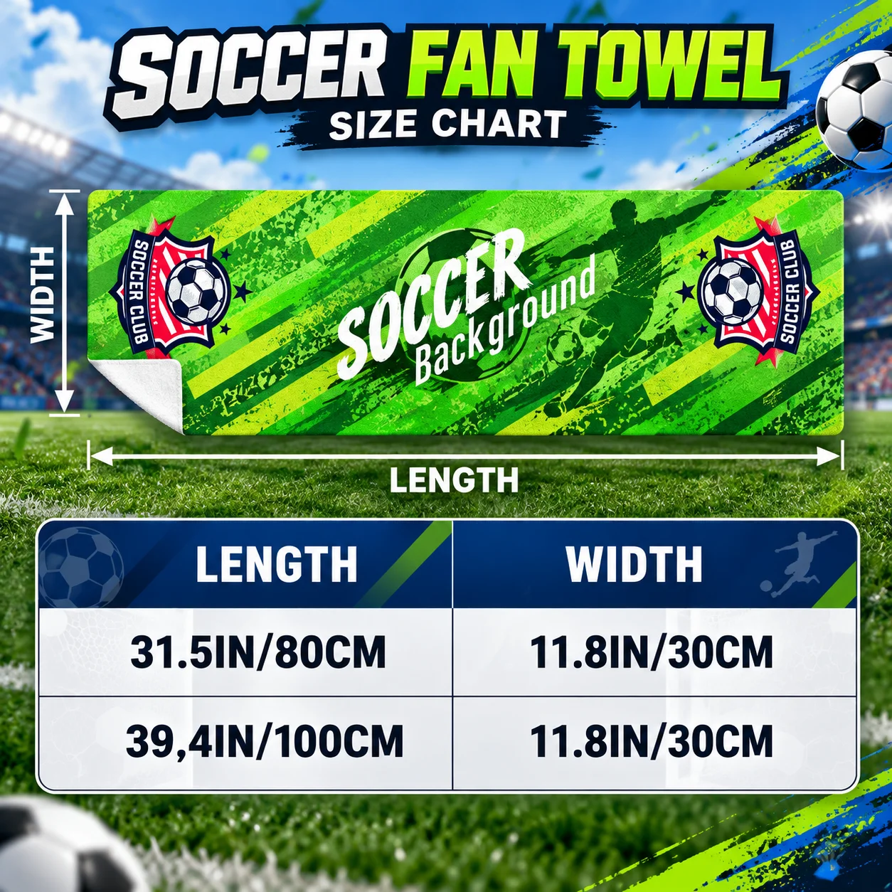 Custom Soccer Fan Towel Personalized Photo Name Team Logo Sports Towel for Stadium Game Day Gym Travel Beach Gift Party Supplies