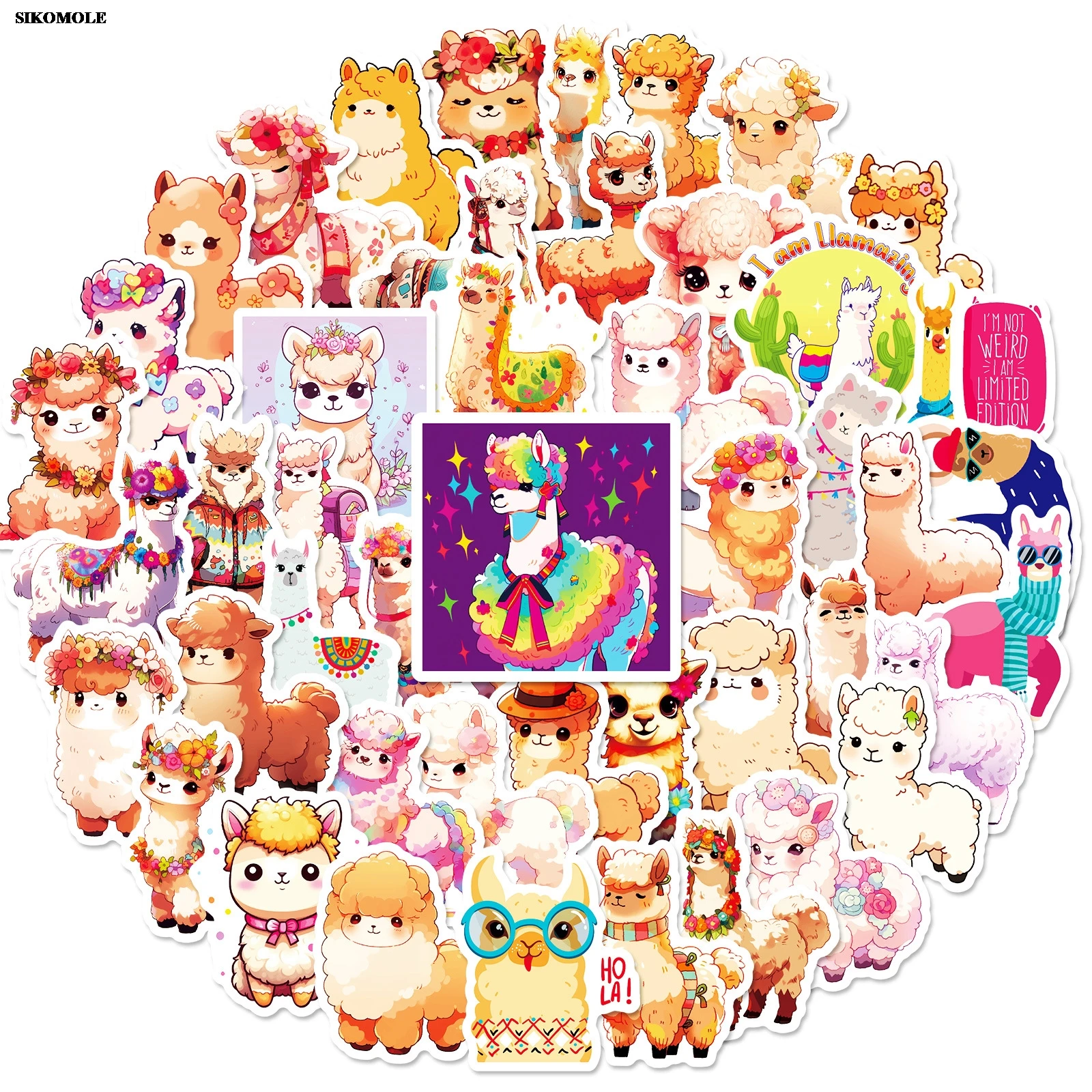 10/30/50PCS Cartoon Cute Pet Alpaca Sticker Animals For DIY Motorcycle Notebook Bike Laptop Skateboard Phone Graffiti Stickers